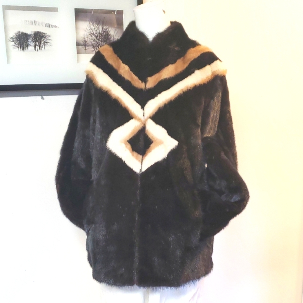 3 Tone Real Fur/ Mink Reversable Womens Jacket